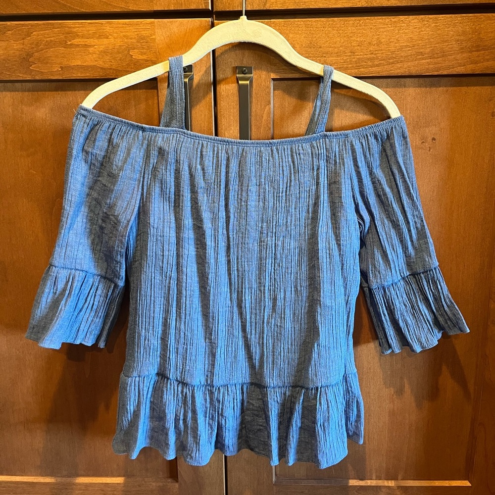 Blue Off-Shoulder Girl’s Top